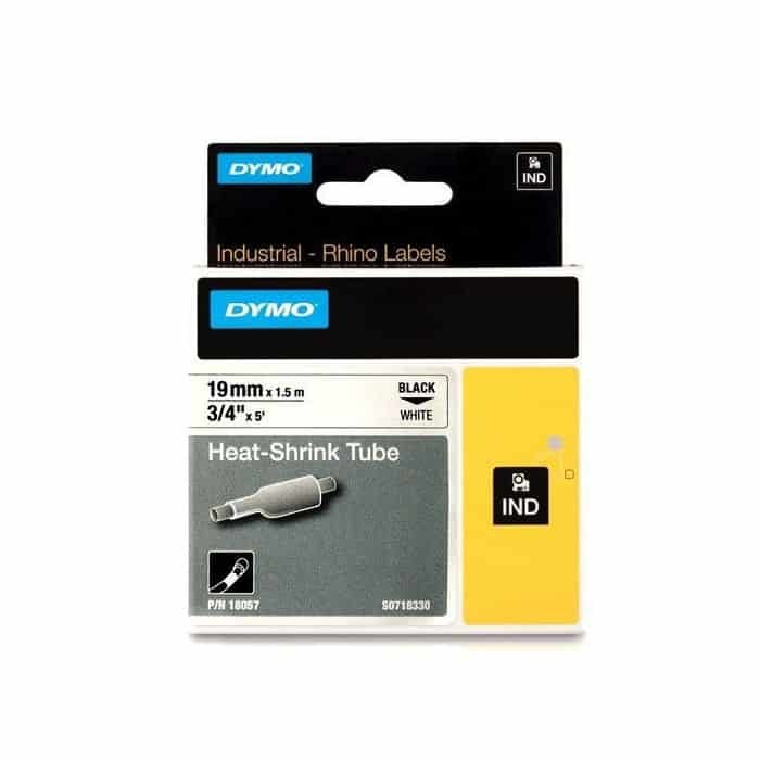 18057 S0718330 Heat Shrink Tube Black on White 19mm Label Tape for DYMO Rhino 